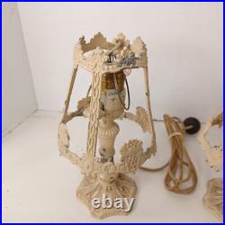 Art Nouveau Slag Lamp Vintage Desk Lamps Pair For Parts Or Restoration