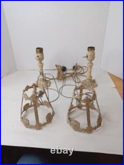 Art Nouveau Slag Lamp Vintage Desk Lamps Pair For Parts Or Restoration