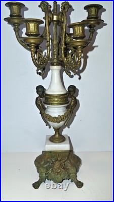 As-Is Vintage Italian Brevettato Candelabra Brass Marble FOR PARTS REPAIR Italy