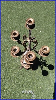 As-Is Vintage Italian Brevettato Candelabra Brass Marble FOR PARTS REPAIR Italy