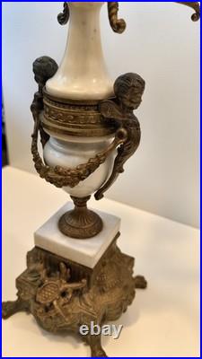 As-Is Vintage Italian Brevettato Candelabra Brass Marble FOR PARTS REPAIR Italy