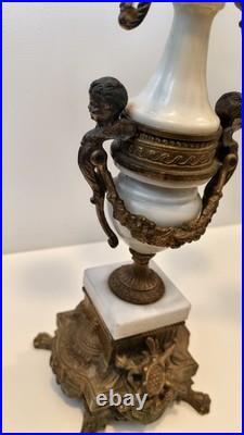 As-Is Vintage Italian Brevettato Candelabra Brass Marble FOR PARTS REPAIR Italy