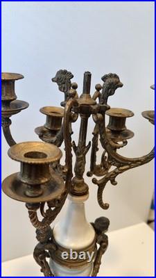 As-Is Vintage Italian Brevettato Candelabra Brass Marble FOR PARTS REPAIR Italy