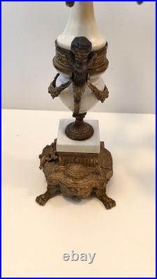 As-Is Vintage Italian Brevettato Candelabra Brass Marble FOR PARTS REPAIR Italy