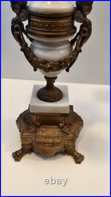 As-Is Vintage Italian Brevettato Candelabra Brass Marble FOR PARTS REPAIR Italy