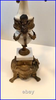 As-Is Vintage Italian Brevettato Candelabra Brass Marble FOR PARTS REPAIR Italy