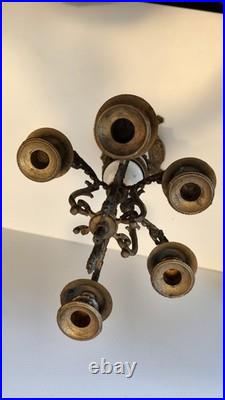 As-Is Vintage Italian Brevettato Candelabra Brass Marble FOR PARTS REPAIR Italy