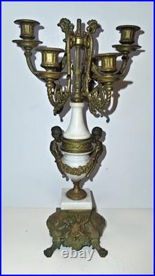 As-Is Vintage Italian Brevettato Candelabra Brass Marble FOR PARTS REPAIR Italy