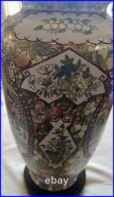 Asian Rose Medallion Mandarin Pottery Porcelain Table Lamp Oriental Accents 29