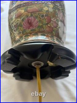 Asian Rose Medallion Mandarin Pottery Porcelain Table Lamp Oriental Accents 29