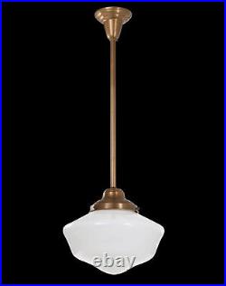 B&P Lamp Pendant Fixture with Antique Brass Finish, 6 fitter
