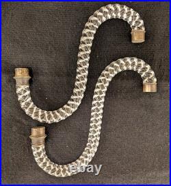 Baccarat Crystal 19th Century Glass Swirl Chandelier Arms with Bronze Parts Pair