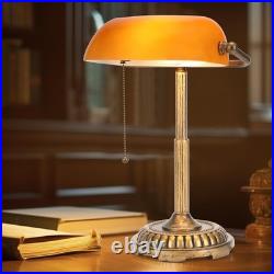 Bankers Lamp, Amber Desk Lamp with Pull Switch, Vintage Table Lamps for Home