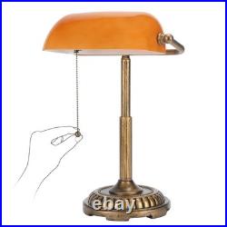 Bankers Lamp, Amber Desk Lamp with Pull Switch, Vintage Table Lamps for Home