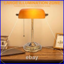 Bankers Lamp, Amber Desk Lamp with Pull Switch, Vintage Table Lamps for Home