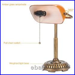 Bankers Lamp, Amber Desk Lamp with Pull Switch, Vintage Table Lamps for Home