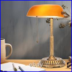 Bankers Lamp, Amber Desk Lamp with Pull Switch, Vintage Table Lamps for Home