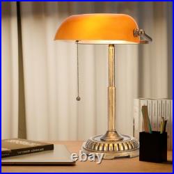 Bankers Lamp, Amber Desk Lamp with Pull Switch, Vintage Table Lamps for Home