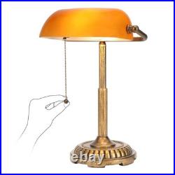 Bankers Lamp, Amber Desk Lamp with Pull Switch, Vintage Table Lamps for Home