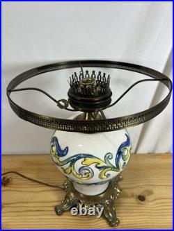 Beautiful Vintage Hand Painted Italian Ceramic Table Lamp Base WithBrass Fittings