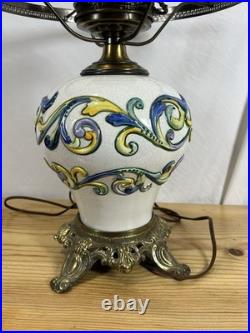 Beautiful Vintage Hand Painted Italian Ceramic Table Lamp Base WithBrass Fittings