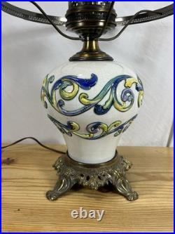 Beautiful Vintage Hand Painted Italian Ceramic Table Lamp Base WithBrass Fittings