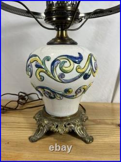 Beautiful Vintage Hand Painted Italian Ceramic Table Lamp Base WithBrass Fittings