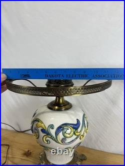 Beautiful Vintage Hand Painted Italian Ceramic Table Lamp Base WithBrass Fittings