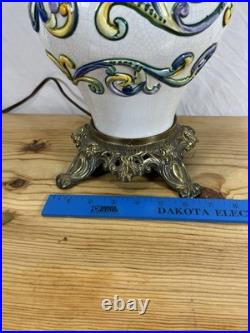 Beautiful Vintage Hand Painted Italian Ceramic Table Lamp Base WithBrass Fittings