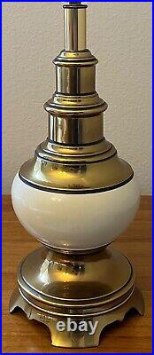 Beautiful Vintage Stiffel Brass Lamp, MCM, Art Deco, Shade, 3 Way Light