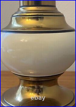 Beautiful Vintage Stiffel Brass Lamp, MCM, Art Deco, Shade, 3 Way Light