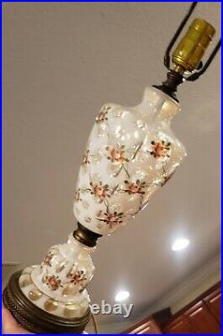 Bohemian Lamps Beautiful Opalescent Blown Glass Parts with Hand painted Roses