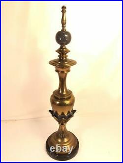 Brass Marble Vintage Heyco Lamp For Parts Restoration Or Display