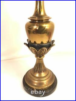 Brass Marble Vintage Heyco Lamp For Parts Restoration Or Display