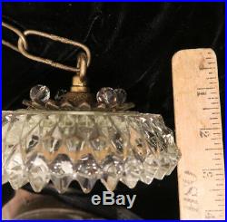 Canopy ceiling cap part Spelter brass Vintage GLASS lamp chandelier chain presse