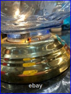 Carl Falkenstein MCM Clear Blue Melon Floral Table Lamp Vintage Parts Only