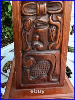 Carved Vintage Wood Honudras Art Sculpture Folk Art Carving Lamp Latin America