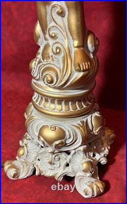 Cast Metal Spelter Figural Cherub Cupid Putti Accent Tabel Boudoir Lamp Light