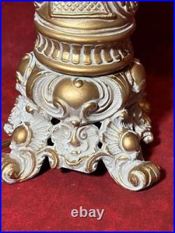 Cast Metal Spelter Figural Cherub Cupid Putti Accent Tabel Boudoir Lamp Light