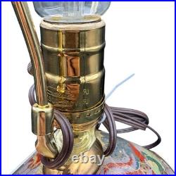 Chinese Tea Caddy Lamp 16 Tall Hand-Painted Asian Design Brass Fittings Vintage