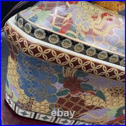 Chinese Tea Caddy Lamp 16 Tall Hand-Painted Asian Design Brass Fittings Vintage