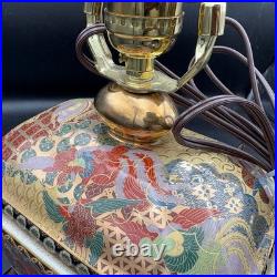 Chinese Tea Caddy Lamp 16 Tall Hand-Painted Asian Design Brass Fittings Vintage