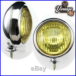Classic Car Vintage Style Stainless Steel Chrome 5 Amber Fog Lights Lamps 12v