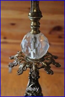 Crystal Victorian Ashtray stand Marble & Brass Lamp Parts Vintage NO Prisms