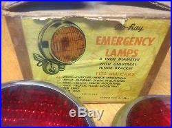 Do-Ray-500 EMERGENCY LAMPS pair vintage NIB red 12volt 5 EARLY w switch FLASHER