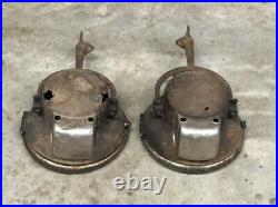 EARLY Vintage PAIR Carbide HEAD LIGHTS Lamp & MOUNTS Car Fire Truck OLD Parts