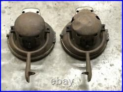 EARLY Vintage PAIR Carbide HEAD LIGHTS Lamp & MOUNTS Car Fire Truck OLD Parts