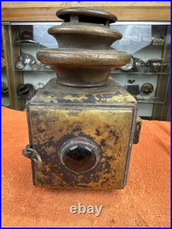 Early Vintage SOLAR 1032 Brass Era Driving Kerosene Lamp Parts Lantern OLD #3