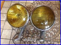 Early pair NOS Guide fog lamp 6-11/16 Amber glass GMC CHEVY vintage auto TRUCK
