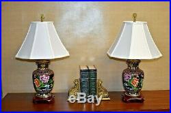 Exquisite Pair Of 26 Vintage Chinese Cloisonne Vase Lamps-all New Parts-asian